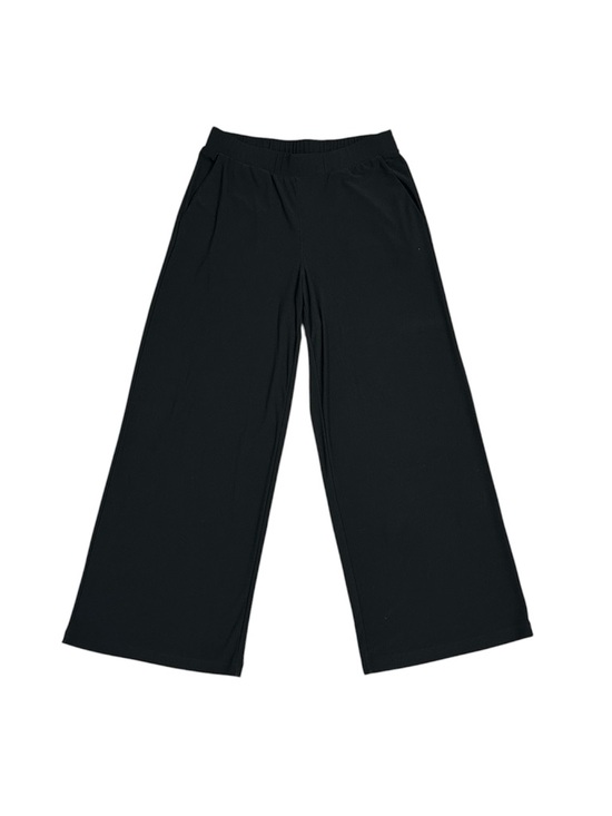 Pants - Black Stretchy Wide-Leg Pants | Comfy Slinky Lounge Trousers